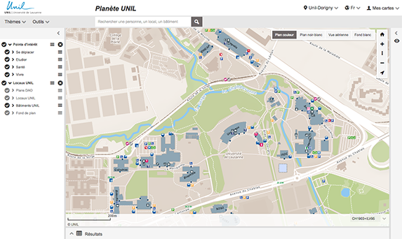 Planète UNIL - Accès aux plans interactifs de l'UNIL