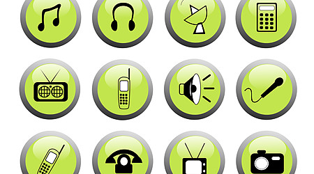 Green media icon buttons